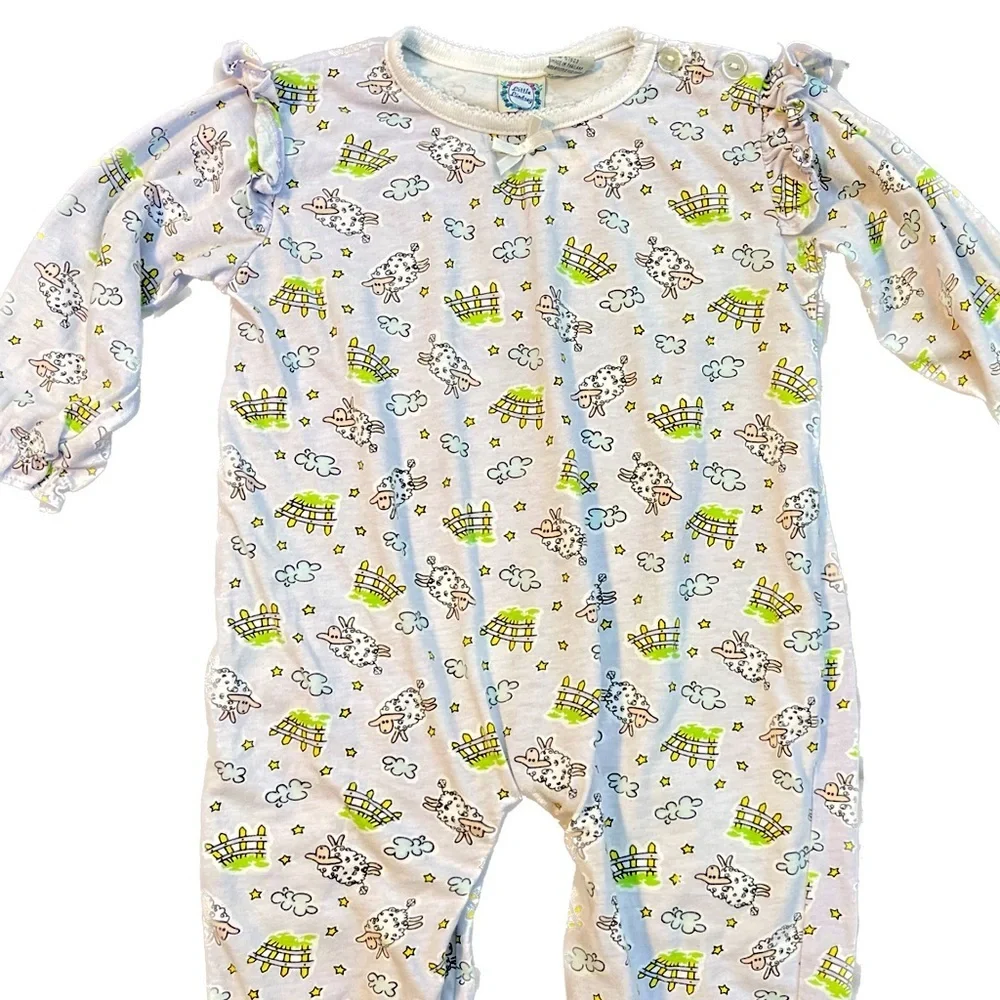 Vintage Little Lindsey Counting Sheep  and Gingham Lazy Daisies Onesies Size 24